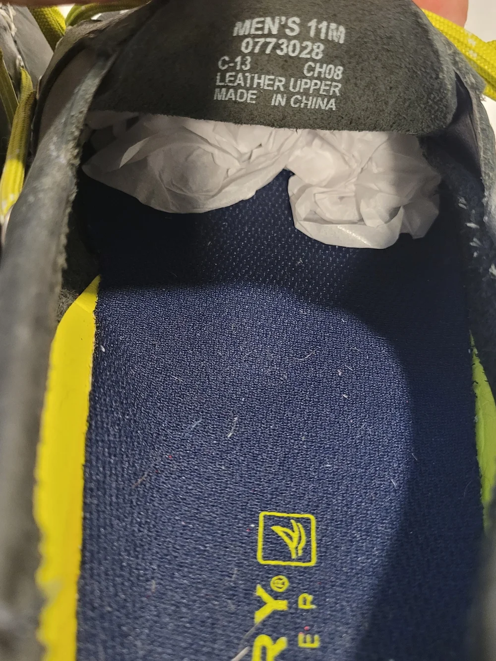 Sperry Gray Boat Shoes with Neon Lime Green Trim